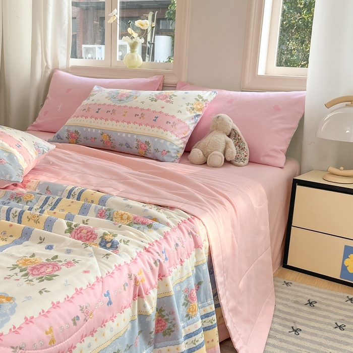 91家纺网 家纺一手货源 找家纺 寐眠 2025新款全棉印花夏被 夏被四件套 花锦