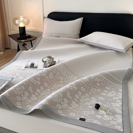 91家纺网 家纺一手货源 找家纺 （总）慕尚家纺 2025春夏新款凉感冰丝提花凉席三件套