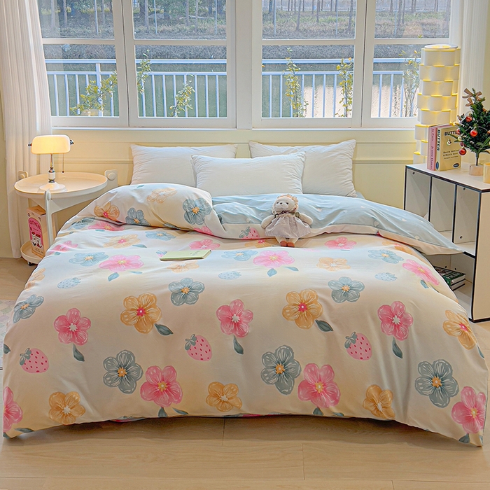 91家纺网 家纺一手货源 找家纺 拾物记 2025新款A类无荧光全喷气全棉12868单被套 茉莉草莓