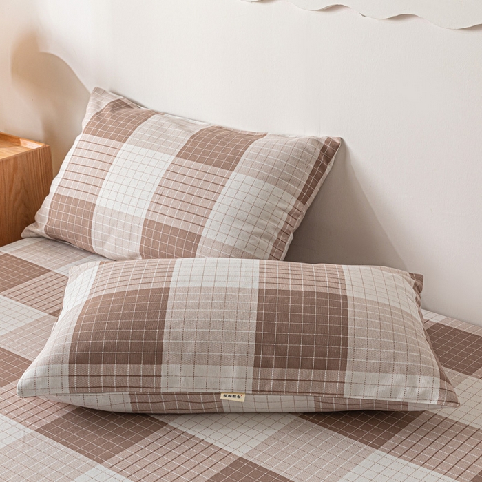 91家纺网 家纺一手货源 找家纺 阿亮家居 2025新款原棉老粗布床单系列 咖小格