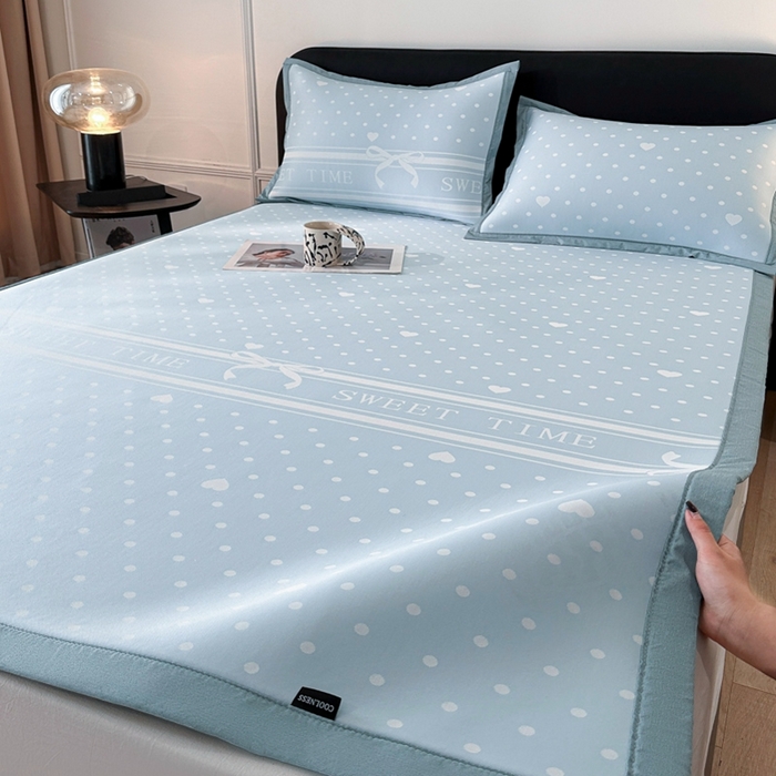 91家纺网 家纺一手货源 找家纺 （总）慕尚家纺 2025春夏新款凉感冰丝提花凉席三件套