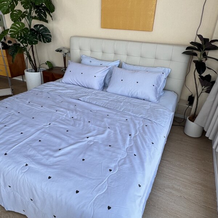 91家纺网 家纺一手货源 找家纺 棉生活家纺 2025新款ins小清新水洗冰丝夏被四件套 海盐芝士 灰