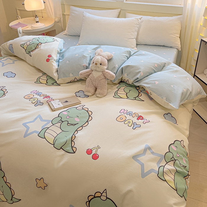 91家纺网 家纺一手货源 找家纺 拾物记 2025新款A类无荧光全喷气全棉12868单被套 恐龙乐园