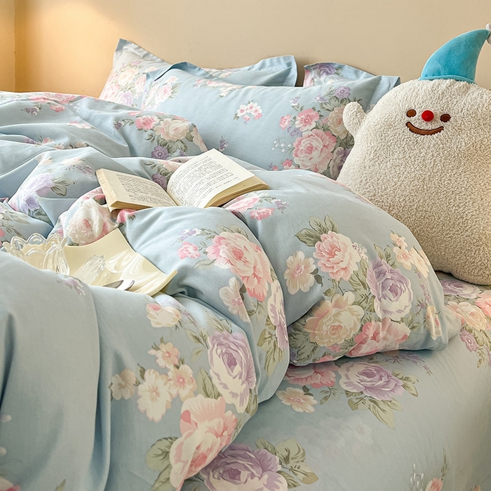 91家纺网 家纺一手货源 找家纺 名优家纺 2025新款A类全棉纯棉韩版印花四件套 梦柔 兰