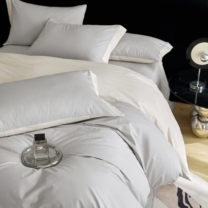 91家纺网 家纺一手货源 找家纺 金奇达家纺 2025春夏新款【特洛伊】红金裸盖™棉全棉纯棉红金裸盖棉四件套标准号全网控价（折后券后）不低于199元） 特洛伊-云烟灰