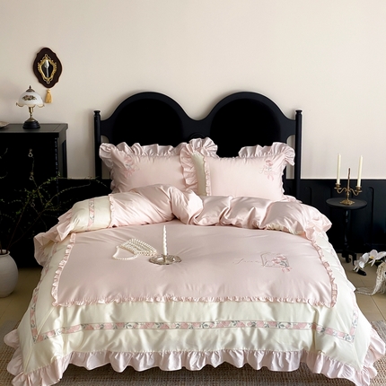 MIU缪家居 2025新款100支全棉四件套-洛丽塔 洛丽塔-粉