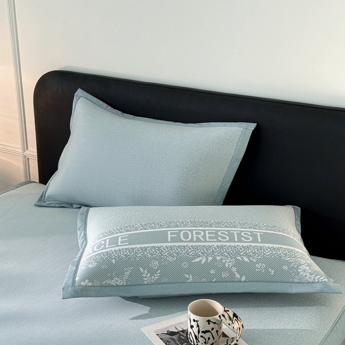 91家纺网 家纺一手货源 找家纺 慕尚家纺 2025春夏新款凉感冰丝提花凉席三件套 海棠 蓝