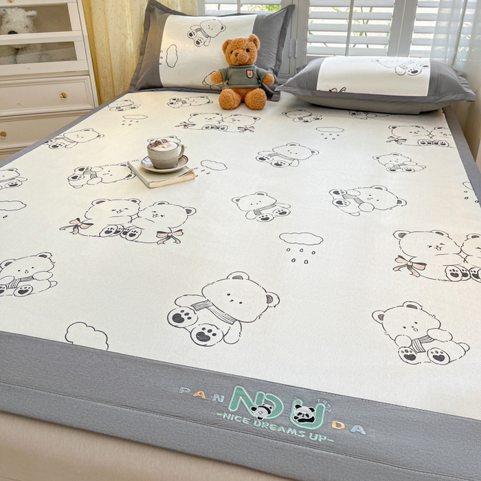 91家纺网 家纺一手货源 找家纺 阿亮家居 2025新款印花冰藤席凉席 快乐熊