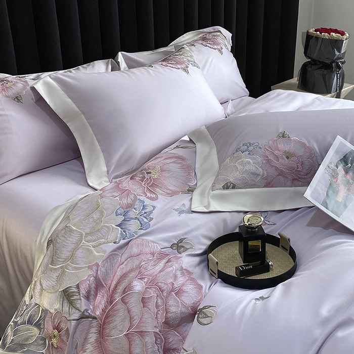 91家纺网 家纺一手货源 找家纺 优悦生活馆 2025新疆长绒棉花迹四件套【控价领券后标准不低于268】 花迹-霞光紫