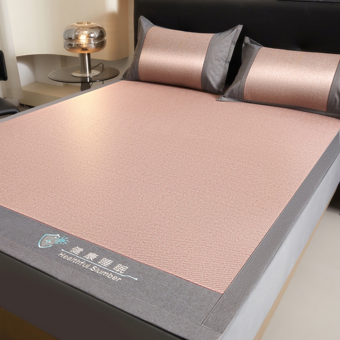 91家纺网 家纺一手货源 找家纺 琪琪阁 2026新款印尼藤双面凉席 清新粉