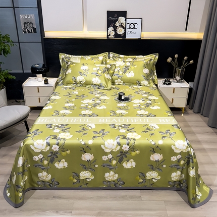 91家纺网 家纺一手货源 找家纺 柏薇 2025新款冰丝床单款凉席三件套系列 春藤