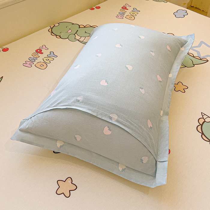 91家纺网 家纺一手货源 找家纺 拾物记 2025新款A类无荧光全喷气全棉12868单枕套 恐龙乐园