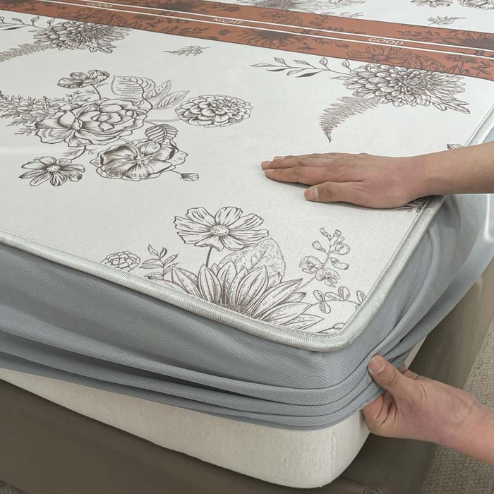 91家纺网 家纺一手货源 找家纺 2025新款印花冰丝凉席反面无纺布 冰丝-床笠款-梦镜