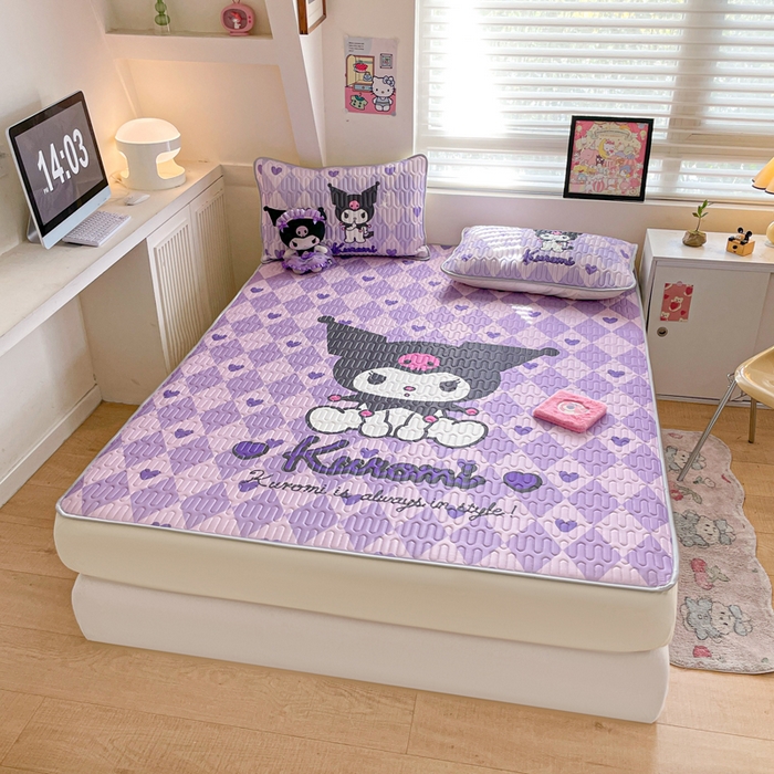 91家纺网 家纺一手货源 找家纺 金爱家 2025新款三丽鸥乳胶凉席大版床笠款 床笠款-桃心库洛米