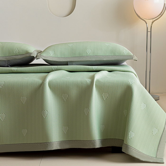 91家纺网 家纺一手货源 找家纺 阿亮家居 2025新款凉席凉豆豆软席床席款 心相印-梵克绿