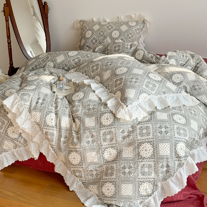 91家纺网 家纺一手货源 找家纺 TT.one 塔塔家居 2025新款全棉双层纱镂空立体花边系列 花边款·南岛日记