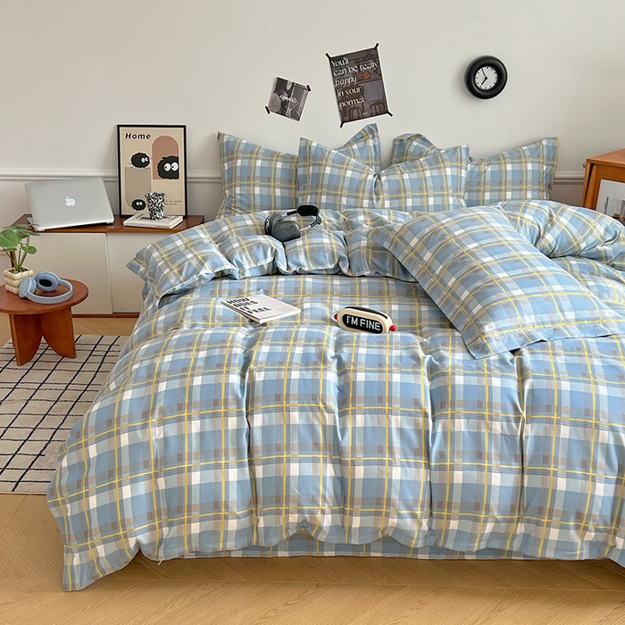 91家纺网 家纺一手货源 找家纺 罗菲尼酒店用品 2025新款磨毛亲肤飞边款四件套 英伦格调