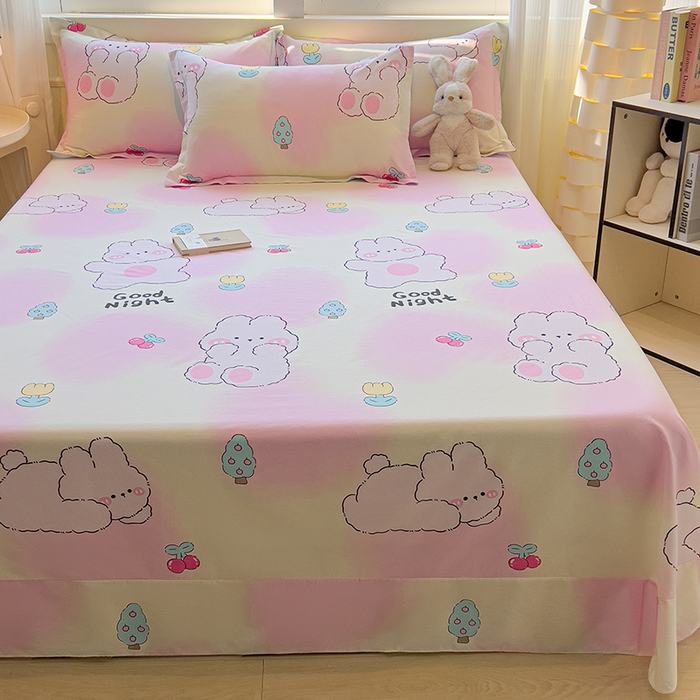 91家纺网 家纺一手货源 找家纺 拾物记 2025新款A类无荧光全喷气全棉12868单床单 可欣兔