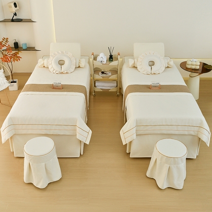 91家纺网 家纺一手货源 找家纺 （总）芙怡 2025春夏新款8031款棉麻美容床罩四件套-未来系列