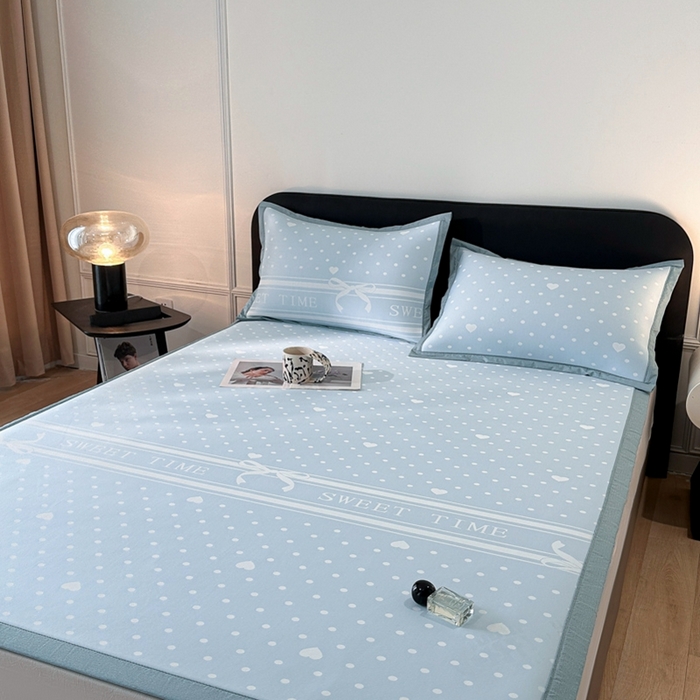 91家纺网 家纺一手货源 找家纺 （总）慕尚家纺 2025春夏新款凉感冰丝提花凉席三件套