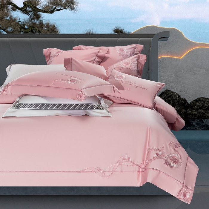 91家纺网 家纺一手货源 找家纺 （总）高大尚婚庆馆 2025新款长绒棉高端绣花四件套-罗曼蒂