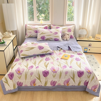 91家纺网 家纺一手货源 找家纺 寐眠 2025新款全棉印花夏被 夏被四件套 庭院