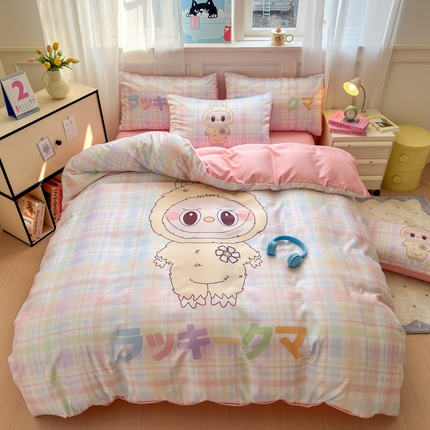 摩卡（乐趣） 2025新款水洗真丝数码印花卡通兔系列四件套 啾咪兔