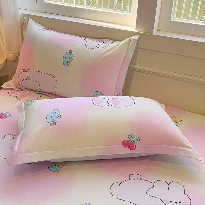 91家纺网 家纺一手货源 找家纺 拾物记 2025新款A类无荧光全喷气全棉12868单枕套 可欣兔