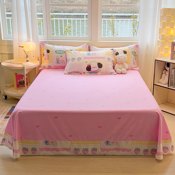 91家纺网 家纺一手货源 找家纺 拾物记 2025新款A类无荧光全喷气12868全棉B版单床单 萌宠日记B版