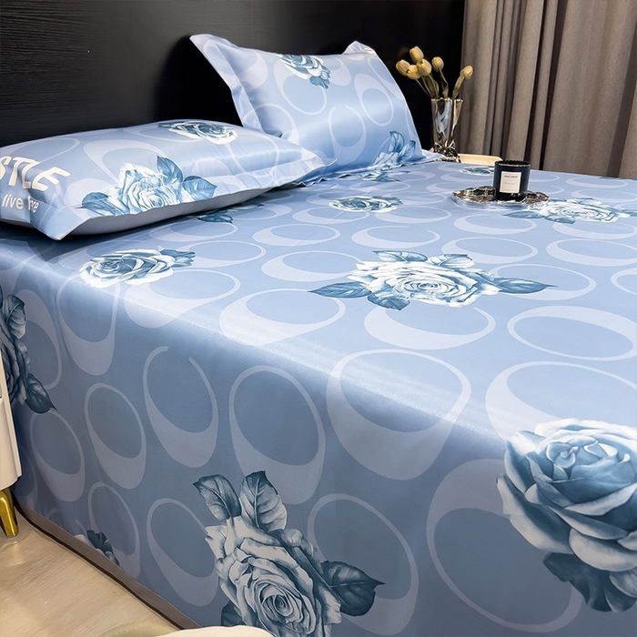 91家纺网 家纺一手货源 找家纺 柏薇 2025新款冰丝床单款凉席三件套系列 雨桐