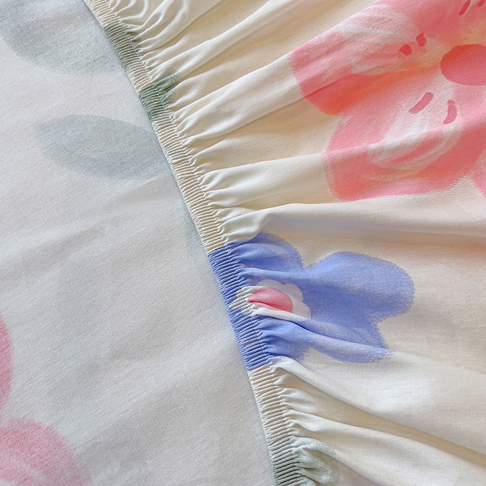 91家纺网 家纺一手货源 找家纺 拾物记 2025新款A类无荧光全喷气全棉12868单床笠 花间小兔