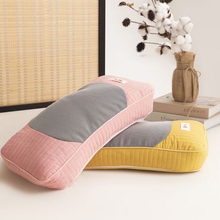 91家纺网 家纺一手货源 找家纺 露函家居 2025新款全棉砂洗元宝荞麦枕枕头枕芯 灰色