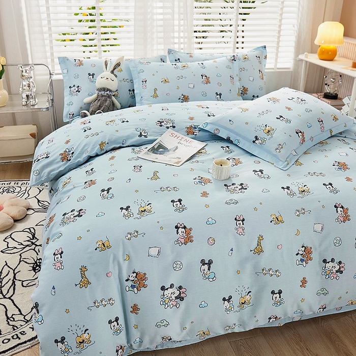 91家纺网 家纺一手货源 找家纺 名优家纺 2025新款A类全棉纯棉韩版印花四件套 米奇乐园