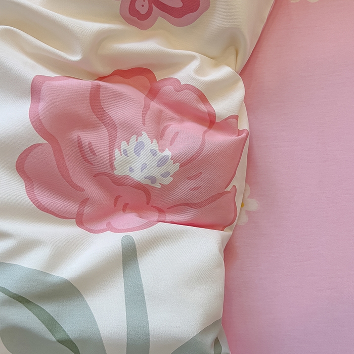 91家纺网 家纺一手货源 找家纺 拾物记 2025新款A类无荧光全喷气全棉12868单被套 花欣猫趣-粉