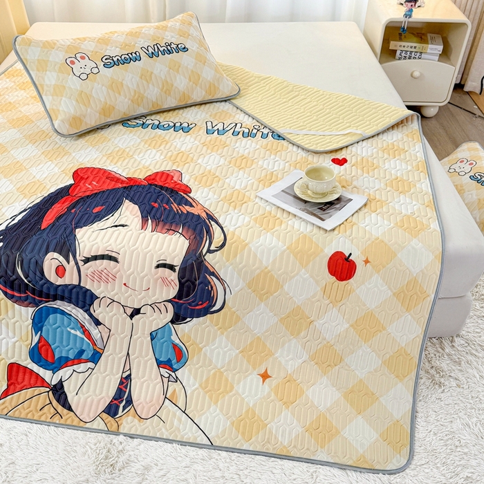 91家纺网 家纺一手货源 找家纺 希廷顿 2025新款大版印花乳胶凉席三件套 甜心公主