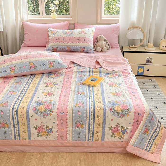 91家纺网 家纺一手货源 找家纺 寐眠 2025新款全棉印花夏被 夏被四件套 花锦