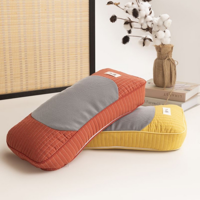 91家纺网 家纺一手货源 找家纺 露函家居 2025新款全棉砂洗元宝荞麦枕枕头枕芯 黄色