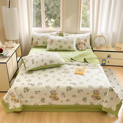 91家纺网 家纺一手货源 找家纺 寐眠 2025新款全棉印花夏被 夏被四件套 秋实