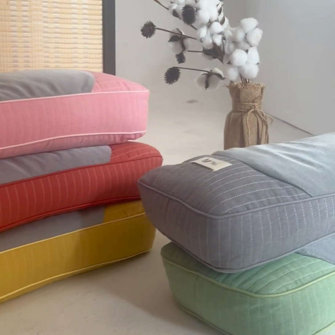 91家纺网 家纺一手货源 找家纺 （总）露函家居 2025新款全棉砂洗元宝荞麦枕枕头枕芯