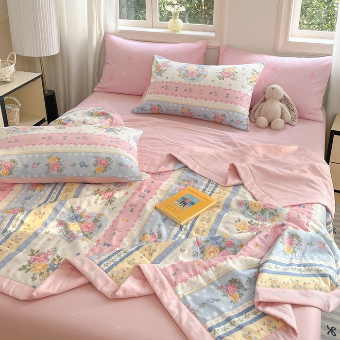 91家纺网 家纺一手货源 找家纺 寐眠 2025新款全棉印花夏被 夏被四件套 花锦