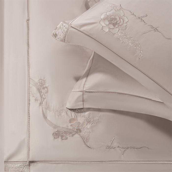 91家纺网 家纺一手货源 找家纺 高大尚婚庆馆 2025新款长绒棉高端绣花四件套-罗曼蒂 罗曼蒂香槟金