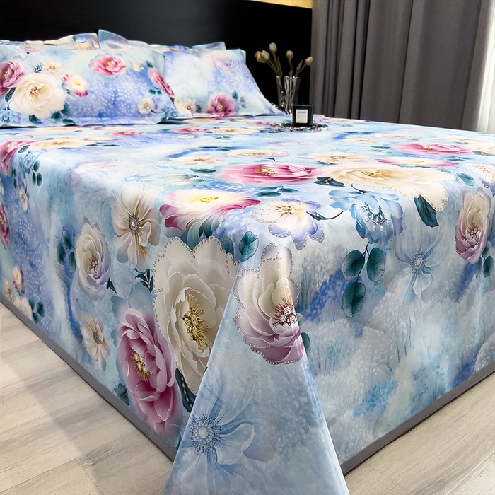 91家纺网 家纺一手货源 找家纺 柏薇 2025新款冰丝床单款凉席三件套系列 盛夏