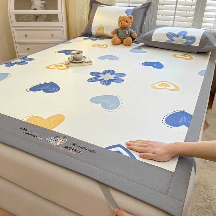 91家纺网 家纺一手货源 找家纺 阿亮家居 2025新款印花冰藤席凉席 小兰花