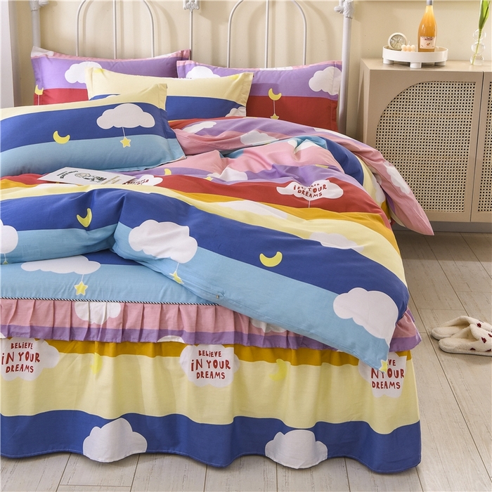 91家纺网 家纺一手货源 找家纺 名优家纺 2025新款A类全棉纯棉韩版印花四件套 满天星云