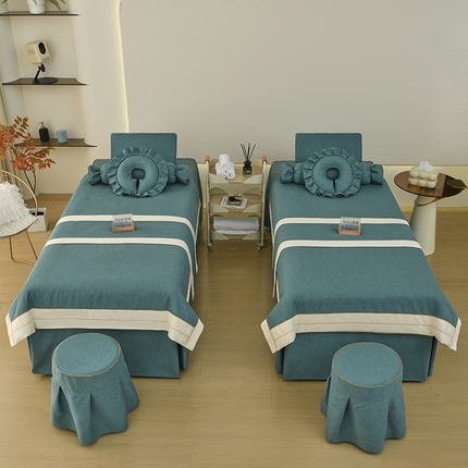 91家纺网 家纺一手货源 找家纺 （总）芙怡 2025春夏新款8031款棉麻美容床罩四件套-未来系列