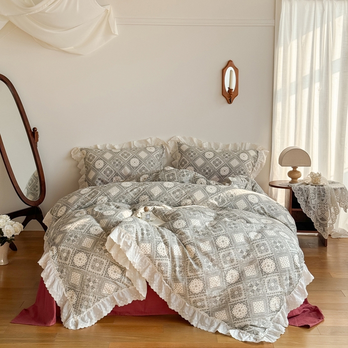 91家纺网 家纺一手货源 找家纺 TT.one 塔塔家居 2025新款全棉双层纱镂空立体花边系列 花边款·南岛日记