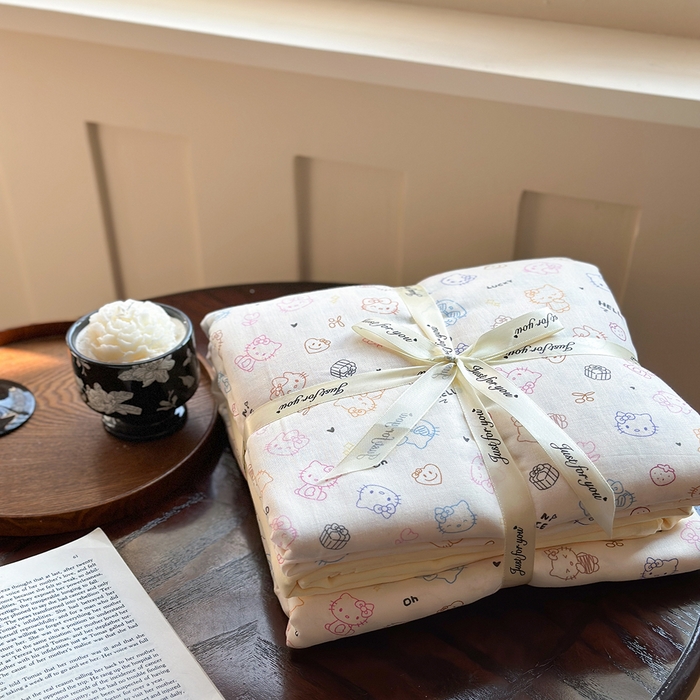 91家纺网 家纺一手货源 找家纺 吉象双层纱叠拍四件套 幸运猫咪