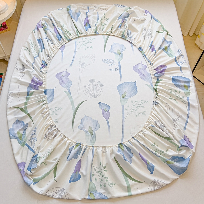 91家纺网 家纺一手货源 找家纺 拾物记 2025新款A类无荧光全喷气全棉12868单床笠 青花