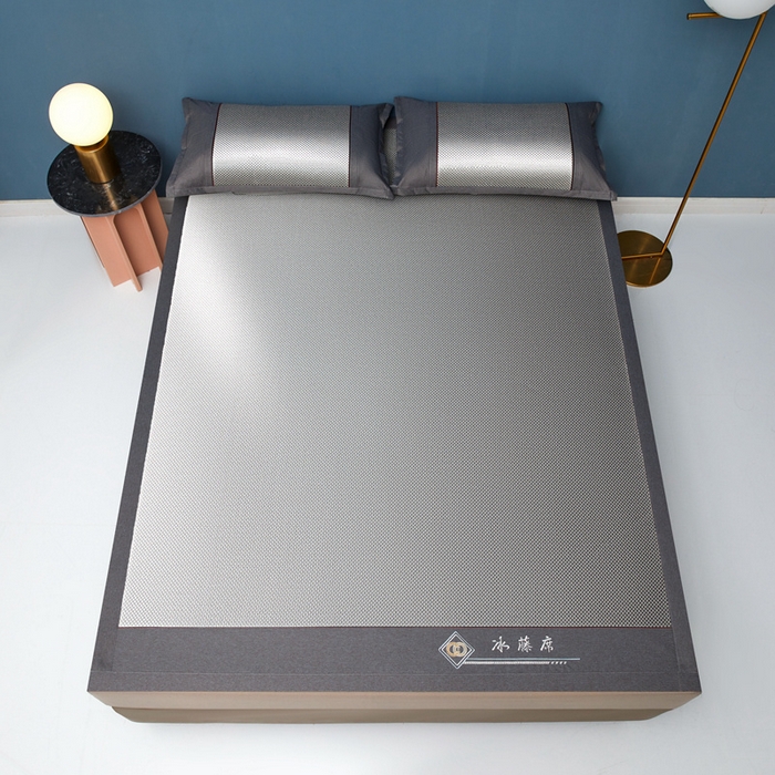 91家纺网 家纺一手货源 找家纺 琪琪阁 2026新款冰藤三明治凉席 星星-浅灰