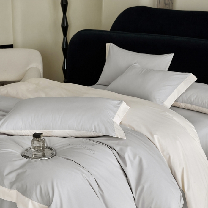 91家纺网 家纺一手货源 找家纺 金奇达家纺 2025春夏新款【特洛伊】红金裸盖™棉全棉纯棉红金裸盖棉四件套标准号全网控价（折后券后）不低于199元） 特洛伊-云烟灰